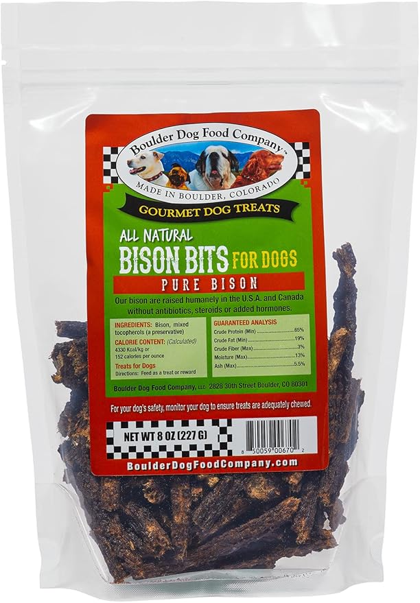 Bison Bits Grain Free Natural Dog Training Treats for Small to Large Breed - Low Calorie, High Value, Healthy Dog Treats for Small, Medium & Large Dogs (8oz)