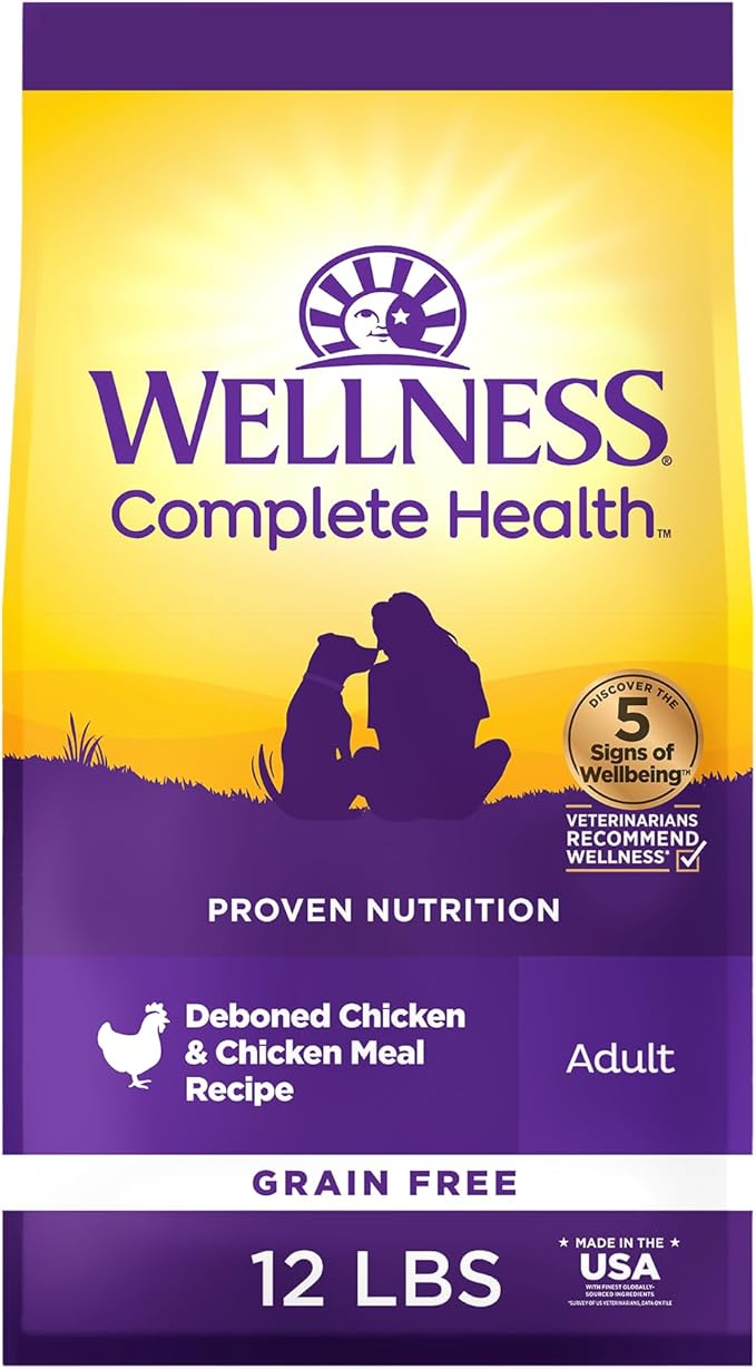 Wellness Complete Health Dry Dog Food, Grain-Free, Natural, Chicken Recipe, (12-Pound Bag)