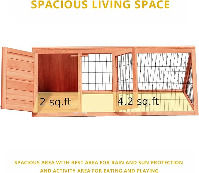 Wooden Rabbit Run Cage Outdoor,A-Frame Bunny Playpen House Indoor,Small Bunny Hutch with Ventilating Wire Fence for Puppy Rabbits (Wood)