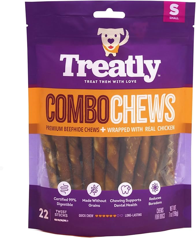 Combo Chews Rawhide/Pork Flavor Rawhide Stick 5" w/Chicken Meat Wrap Dog Chew Treats - 22 Count/1 Pack