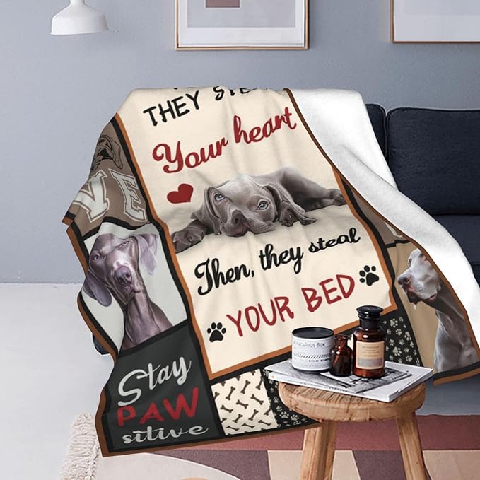 Weimaraner Gifts, Weimaraner Throw Blankets, Dog Gifts for Men Boys Girls Women Lover Adult Cozy Fleece Flannel Bedding Stuff Animal Plush for Couch Sofa Bed Decor 80"X60"