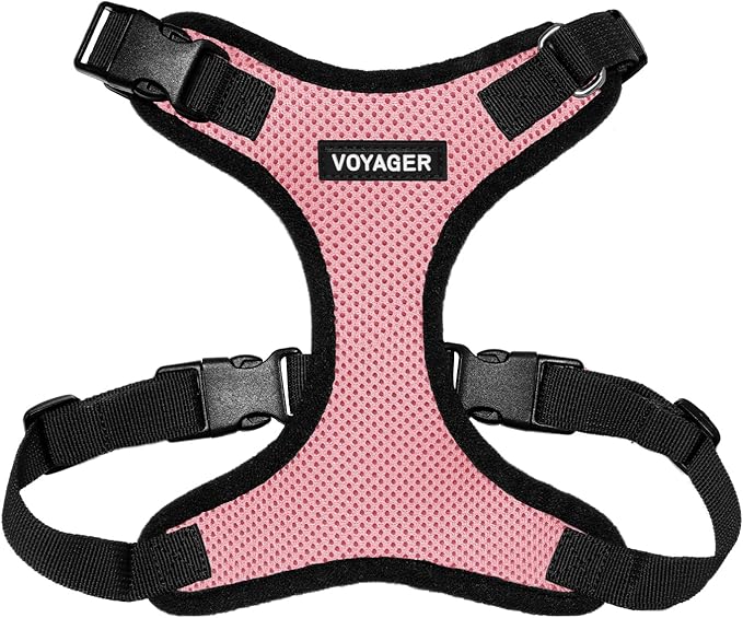 Voyager Step-in Pet Harness - All Weather Mesh, Adjustable Step in Harness for Cats and Dogs by Best Pet Supplies - Pink/Black Trim, XL