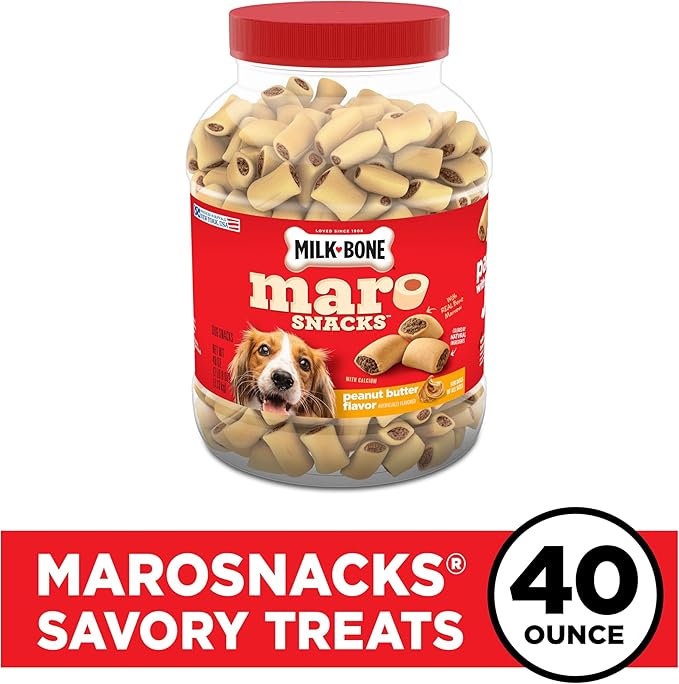 Milk-Bone MaroSnacks Dog Treats, Peanut Butter, 40 Ounce with Real Bone Marrow and Calcium (Pack of 2)