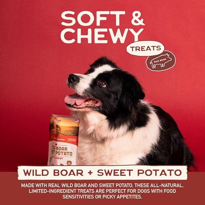 Smart Cookie All Natural Dog Treats - Wild Boar & Sweet Potato - Training Treats for Dogs with Allergies, Sensitive Stomachs - Soft Dog Treats, Chewy, Grain Free, Human-Grade, Made in USA - 5oz Bag