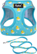 PUPTECK Dog Harness and Leash Set for Small Medium Dogs No Pull Step-in Soft Mesh Puppy Cat Vest Harnesses Reflective at Night, Blue Duck, S