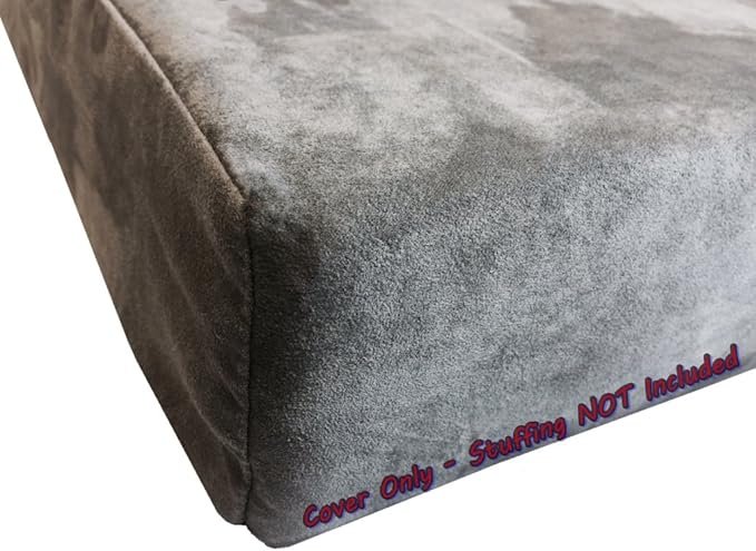 Dogbed4less DIY Pet Bed Pillow Grey Microsuede Duvet Cover and Waterproof Internal Case for Dog and Cat at 35X20X4 Inch - Covers only