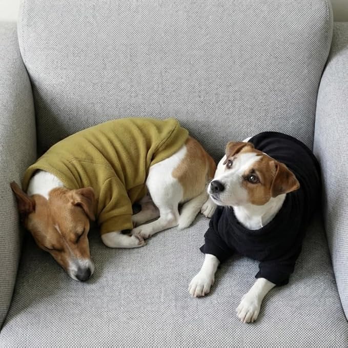 Fitwarm 3 Pack Classic Fleece Dog Sweater, Winter Clothes for Small Dogs Boy Girl, Turtleneck Dog Sweatshirt, Pet Pullover Jumper, Cat Apparel, Black, Olive Green, Cream, Medium