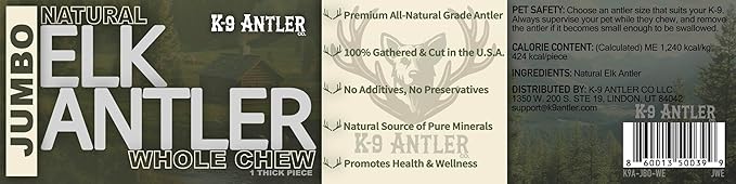 Elk Antlers for Dogs – Jumbo Whole, Durable Chew for Aggressive Chewers, USA Sourced, Naturally Shed & Ethically Harvested.