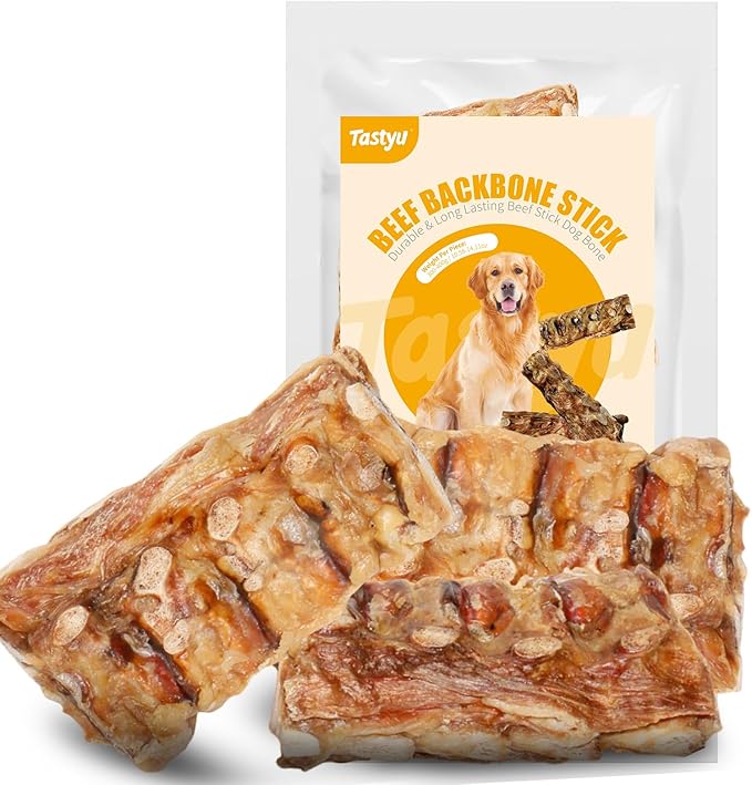 Beef Dog Chew Backbone Sticks Single Ingredient, Crispy Texture, Long-Lasting for Pet Chewing, Complete and Balanced Meal or Topper (S, Bison)