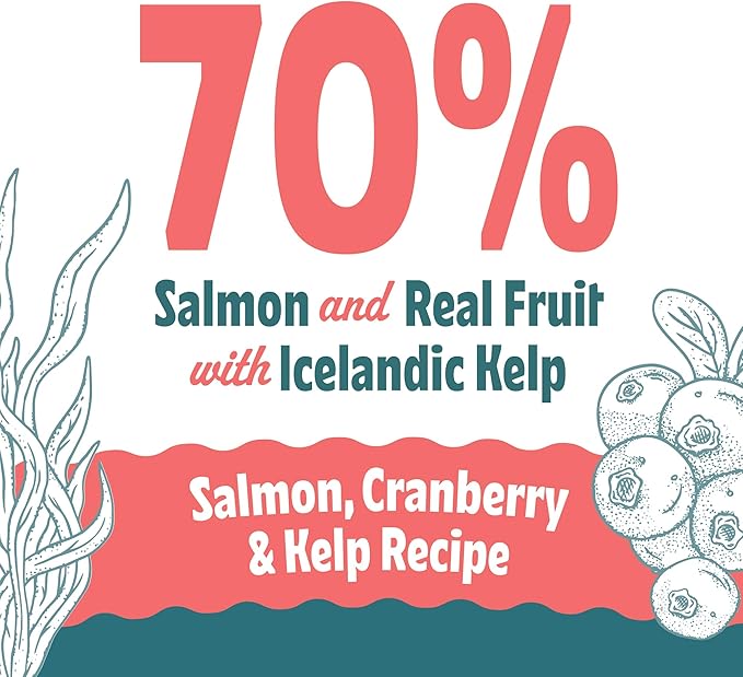 Icelandic+ Soft & Chewy Bites - Salmon, Cranberry & Kelp - 2.8oz Dog Treats, 70% Meat & Fruit, Air-Dried, Limited Ingredients, Pet Snack, Grain Free