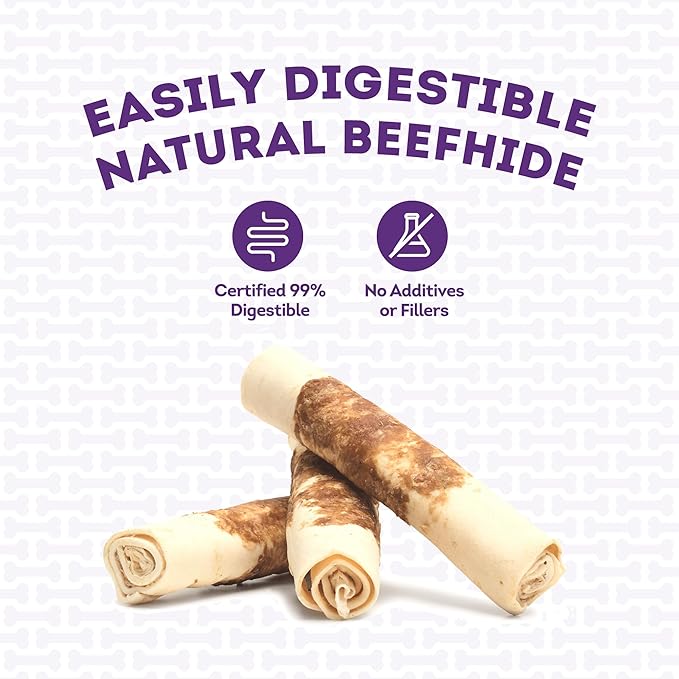 Combo Chews Beefhide Rolls 7" w/Pork Meat Wrap Dog Chew Treats - 3 Count/1 Pack