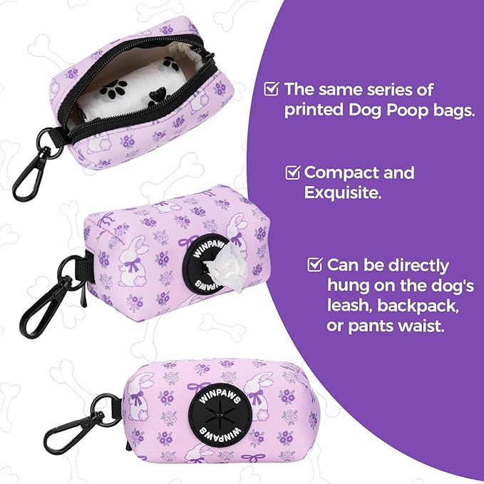 Dog Harness and Leash Collar Set with Dog Poop Bag Holder and Bandanas, Escape Proof Adjustable Puppy Cat Vest with Soft Mesh Padded, Pet Supplies for Small Medium Large Dogs Kitten(Purple, XS)