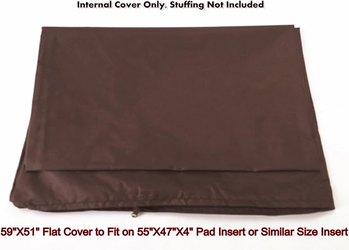 Dogbed4less 2 Pack Internal Duvet Case Waterproof Zipper Dog Bed Cover for Jumbo Large 55"x47"X4" Memory Foam Pad Pet Bed - 59"x51" Flat