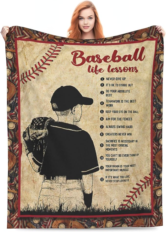 Baseball Decor Gifts: Cozy Fleece Flannel Blanket, Soft Warm Plush, Lightweight, 60"X80" for Boys Teens Kids, Couch Sofa Bed