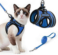 rabbitgoo Cat Harness and Leash Set for Walking Escape Proof, Adjustable Soft Kittens Vest with Reflective Strip for Cats, Comfortable Outdoor Vest,Blue,L