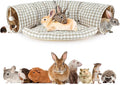 BWOGUE Bunny Tunnel Bed, 2-in-1 Collapsible Tunnel Tubes Toys with Removable Mat Hideout for Cats Kittens Rabbits Guinea Pigs Kitty