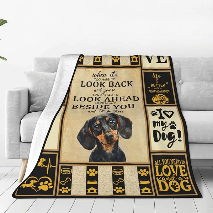 banonaty Dachshund Blanket Weiner Dog Throw Blanket Cozy Fleece Flannel Plush Bedding Dachshund Gifts Stuff for Women Men Boys Teen Girls Adult for Couch Sofa Bed Decor 60"X80"