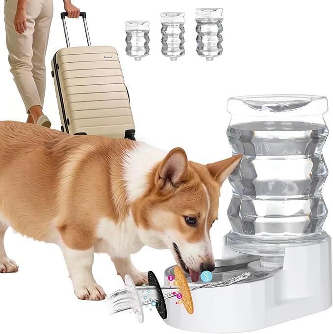 RIZZARI Automatic Gravity Pet Dispenser: Helps Prevent Urinary Stones - Activated Carbon Ion Exchange System - 6.5L Large Capacity Stainless Steel-Ideal for Cats & Small Dogs-All-Day Hydration at Home