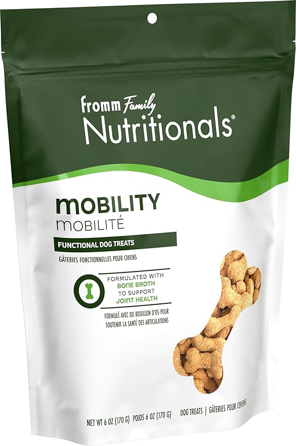 Fromm Family Nutritionals Mobility Dog Treats - Premium Dog Treats for Joint Integrity, Comfort, & Flexibility - Contains Glucosamine, Chondroitin, Eggshell Meal, & Green Lipped Mussels - 6 oz