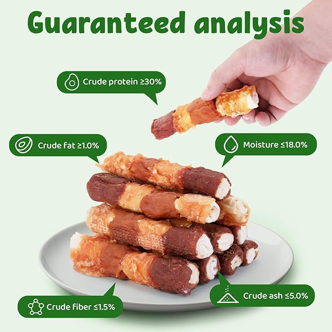Dog Treats Triple Flavor Rolls - Chicken Liver, Beef, Chicken Wrapped Rawhide Rolls for Medium and Large Dogs Training Snacks 227g