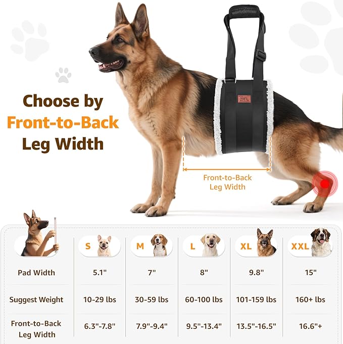 Adjustable Dog Lift Harness, Dog Sling for Large Dogs Hind Leg Support, Soft Lift Support Helps Senior, Injured, Disabled and After ACL Surgery Dogs-Black & Grey (X-Large)