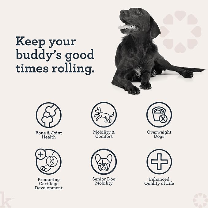 Kradle Hip & Joint Chews for Dogs - Glucosamine Chondroitin MSM Hyaluronic Acid - Active and Senior Dog Mobility Support - 150 Soft Chews
