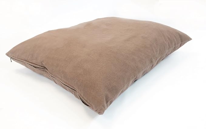MicroCushion Waterproof Memory Foam Dog Bed with Removable Zippered Canvas Cover, High Density Foam & Poly Fiber Pillow for Small, Medium & Large Dogs (Denim Brown, M, Medium, Med, 36x29)