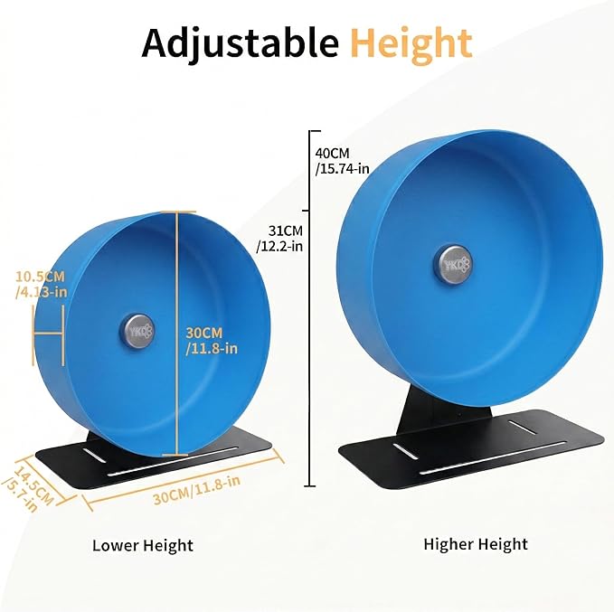 11.8" Silent Rat Exercise Wheel, Aluminum Alloy Noiseless Running Wheel for Fancy Rat, Syrian Hamsters, Hedgehogs and Small Pets (Base-Blue)