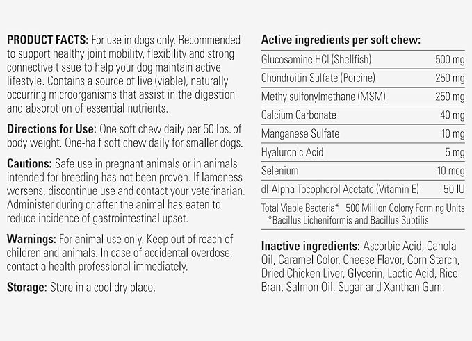 Duraflex Joint Health Soft Chews, 60 Chews, Glucosamine and Vitamin E Supplement for Dogs