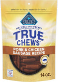 Blue Buffalo True Chews Dog Treats, Made in the USA with Natural Ingredients, Pork and Chicken Sausage Recipe, 14-oz Bag