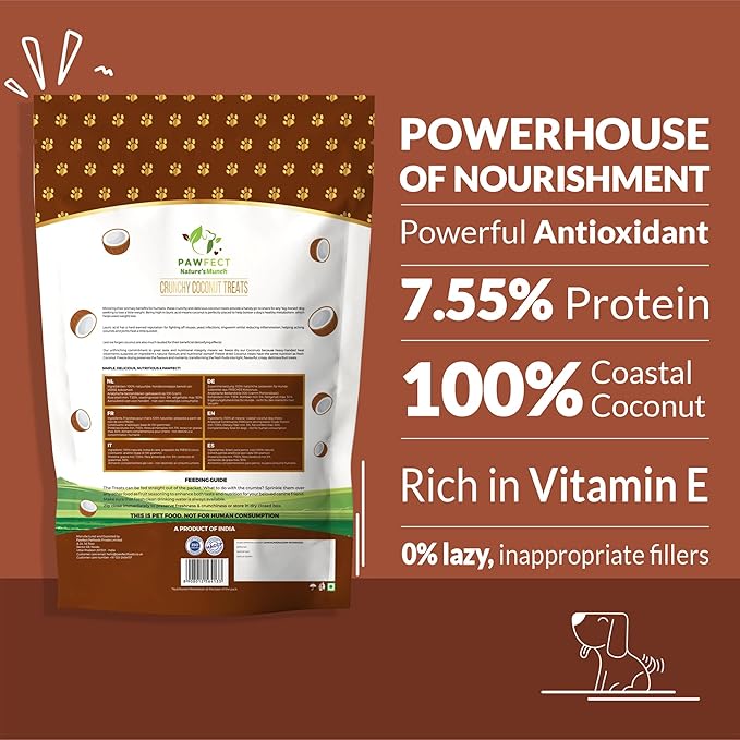 Pawfect Foods Nature's Munch Freeze Dried Dog Treats - Coconut Healthy Dog Treats | Grain-Free | Promotes Shiny Coat | Supports Healthy Metabolism | Vegan (1.7oz)