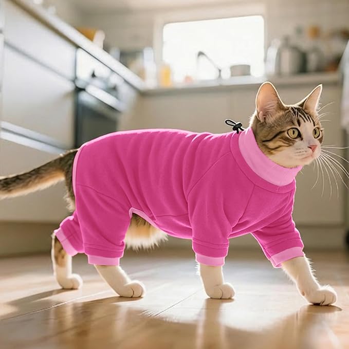 PUMYPOREITY Cat Hair Sticky Shirt – Breathable & Lightweight, Reduces Shedding Fur Pajamas, Prevents Licking Wounds After Surgery, Pink, M
