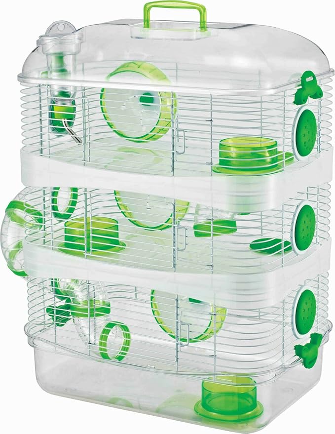 Acrylic Clear Expansible and Customizable 3-Solid Floor Levels Habitat Hamster Rodent Gerbil Mouse Mice Cage