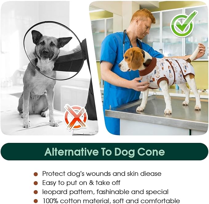 Kuoser Dog Recovery Suit for Post-Surgery Care, Spay Neuter Bodysuit for Female & Male Dogs, Anti-Licking Surgical Onesie, Snug Fit for Abdominal Wound Protection & Skin Healing, BrownPony S