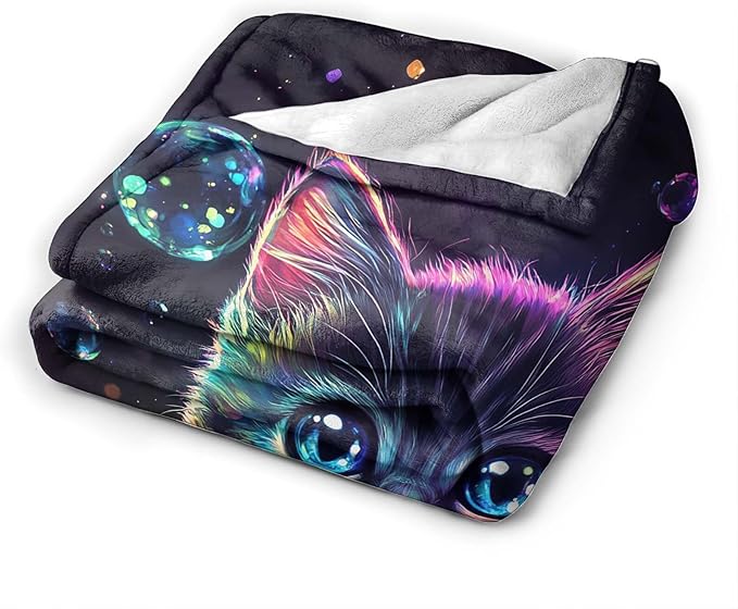 Cat Throw Blanket Cat Stuff Gifts for Kids Girls Boys Adults Women Man Soft Cozy Warm Plush Fluffy Fuzzy Fleece Blanket Decor 40''X50''