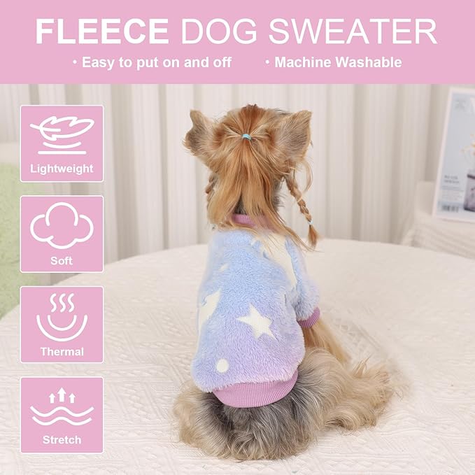 Dog Sweaters for Small Dogs Male Female Night Glow Doggie Clothes Girl Boy, Warm Pullover Doggy Sweatshirt, Winter Pet Coat Jacket Cat Costume, Small Dog Sweater Puppy Outfit, Pink, S