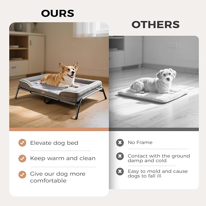 Lekereise Elevated Cooling Dog Bed for Medium Dogs, Portable Indoor & Outdoor Raised Pet Dog Cat Cot, Durable Summer Frame with Breathable Mesh