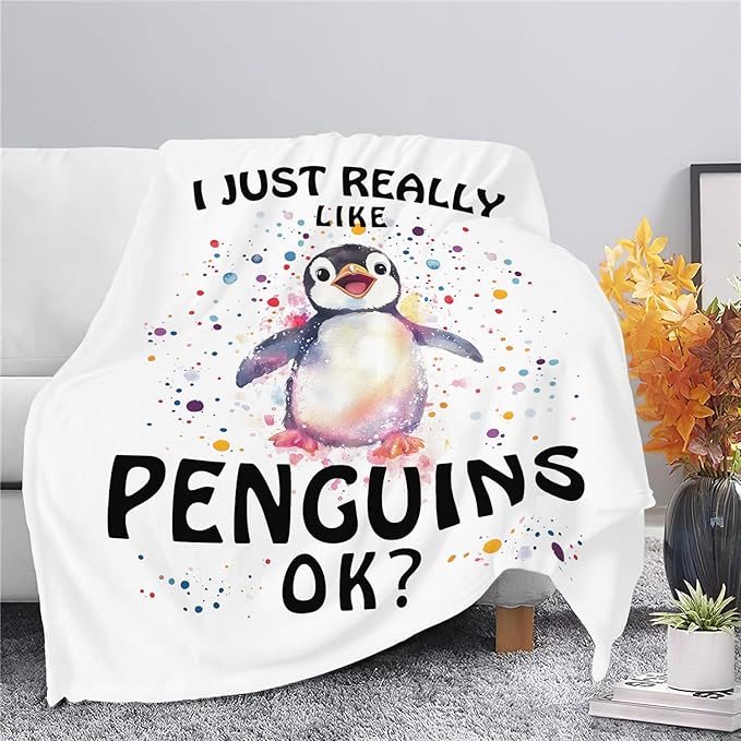 Penguin Blanket Cute Penguin Throw Blanket Gifts for Girls Boys Kids Women Men Adults Super Soft Cozy Plush Fluffy Fuzzy Fleece Blanket Home Decor 40''X50''