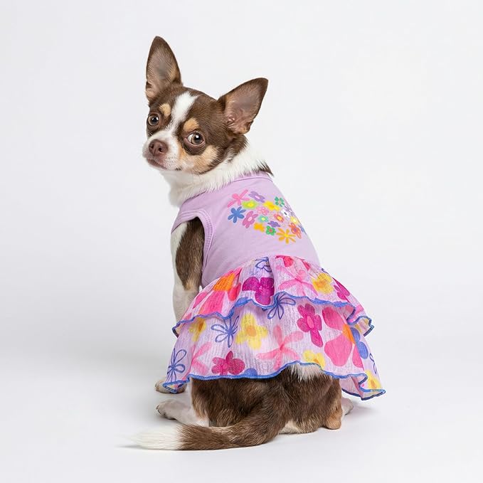 Fitwarm Floral Heart Dog Dress, Easter Outfit for Small Dogs Girl, Elegant Pet Clothes, Purple, XXS