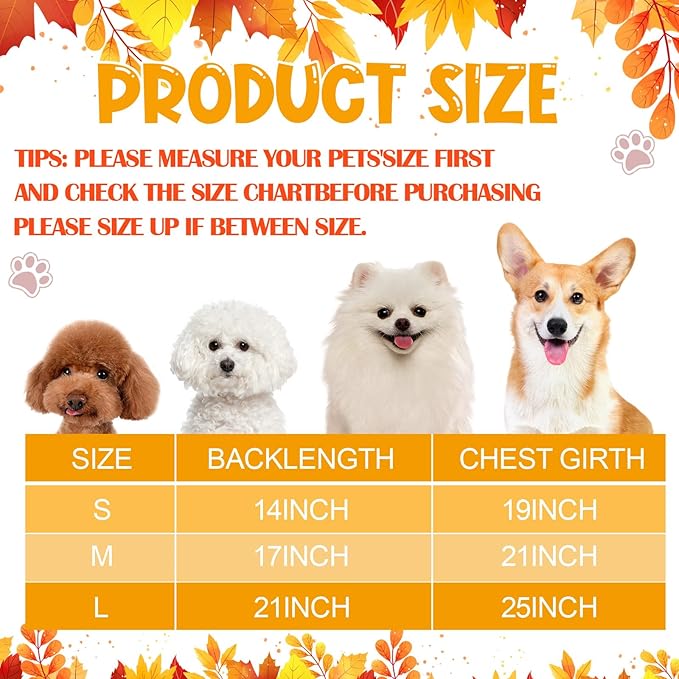 Abbylike 3 Pcs Seasonal Dog Outfits Christmas Halloween Thanksgiving Pet Costume Cotton Holiday Puppy Dress Lightweight Pet Apparel with Bowknot for Large Medium Cat Clothing, Large