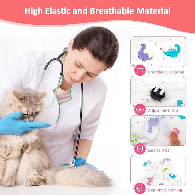 2 PCS Cat Recovery Suit Female Cat Onesie for Cats After Surgery Spay Abdominal Wounds, Kitten Surgery Recovery Suit Female Breathable E-Collar Alternative Kitten Onesie Anti Licking Medium