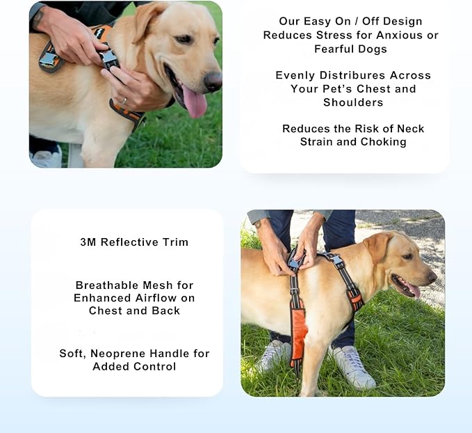 DogTraxs Dog Harness for Extra Large Dogs - No Pull Front Clip, Adjustable Step in Reflective Vest with Metal Buckles - Biscuit Brown