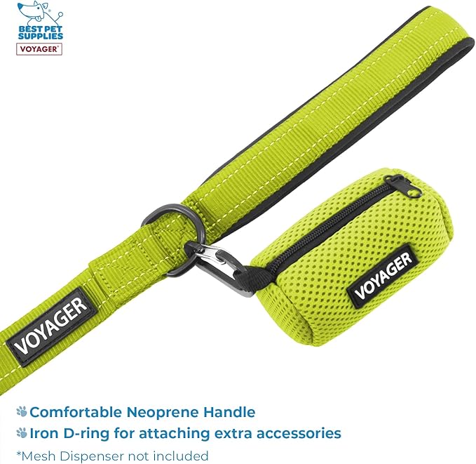 Best Pet Supplies Voyager Step-in Lock Pet Harness w Reflective Pet Leash Combo Set with Neoprene Handle 5ft - Supports Small, Medium and Large Breed Puppies/Cats - Lime Green/Black Trim, XXS