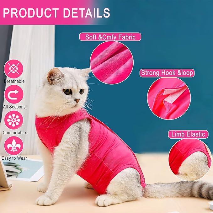 cat Recovery Suit Soft Cat Surgery Recovery Suit Female Cat Onesie for Cats After Surgery,Cone E-Collar Alternative Anti-Licking Protective Outfit Pet Surgical Recovery Pajama Suit
