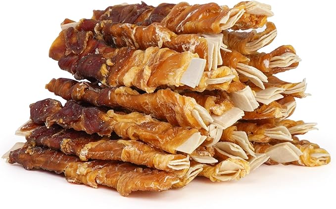 MON2SUN Dog Treats, 4-4.5 Inch Chicken and Duck Wrapped Cod Fillets, Rawhide-Free, Soft and Training Treats for Small Dogs, 10.58 oz (30 Count)