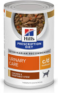 Hill's Prescription Diet c/d Multicare Urinary Care Wet Dog Food, Chicken & Vegetable Stew, 12.5 oz. Cans, 12-Pack