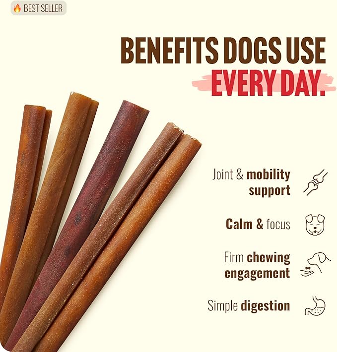 Natural Farm Collagen Sticks 6-Inch Dog Chews - Odor-Free, 95% Natural Collagen Supports Healthy Joints, Skin & Coat - Small, Medium Dogs – Lasts 20% More (6 inch, 5 Pack)