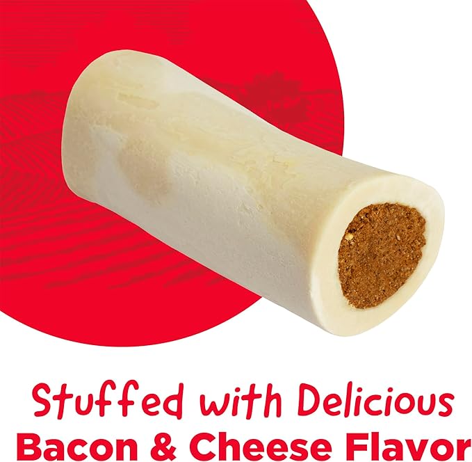 Country Kitchen Stuffed Shin Bone Bacon and Cheese Flavor Dog Treat, 100% Natural, Long Lasting, 1 Large Bone 5-6 inches (Pack of 2)