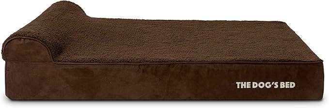 The Dog’s Bed Orthopedic Memory Foam Dog Bed with Headrest, Calming Surface – CertiPUR-Certified Foam, Plush Fabric, Brown Plush, XL, 6-Inch