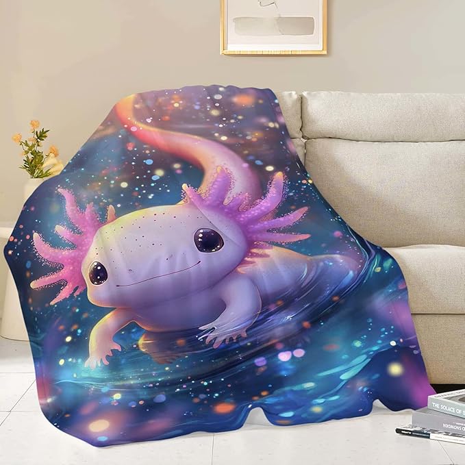 Axolotl Throw Blanket Axolotl Stuff Gifts for Kids Girls Boys Adults Women Man Soft Cozy Warm Plush Fluffy Fuzzy Fleece Blanket Decor 60''X80''